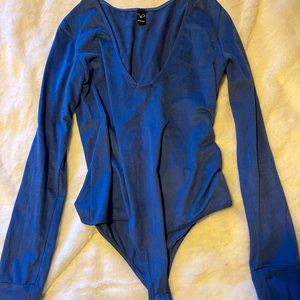 Blue velvet body suit